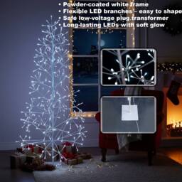 Shatchi Christmas Pre-Lit White Twig Tree Cool LED Lights Metal Frame Decoration - Size: 6ft - thumbnail 5