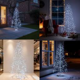 Shatchi Christmas Pre-Lit White Twig Tree Cool LED Lights Metal Frame Decoration - Size: 6ft - thumbnail 7