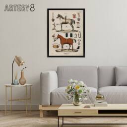 "Artery8 Horseback Riding Camille Jeune Vintage Black Framed Canvas Wall Art in Beige - Size: W12"" x H16""" - thumbnail 3