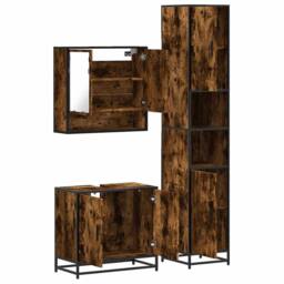 Berkfield Home 3 Piece Bathroom Furniture Set Smoked Oak Engineered Wood in Brown - thumbnail 8