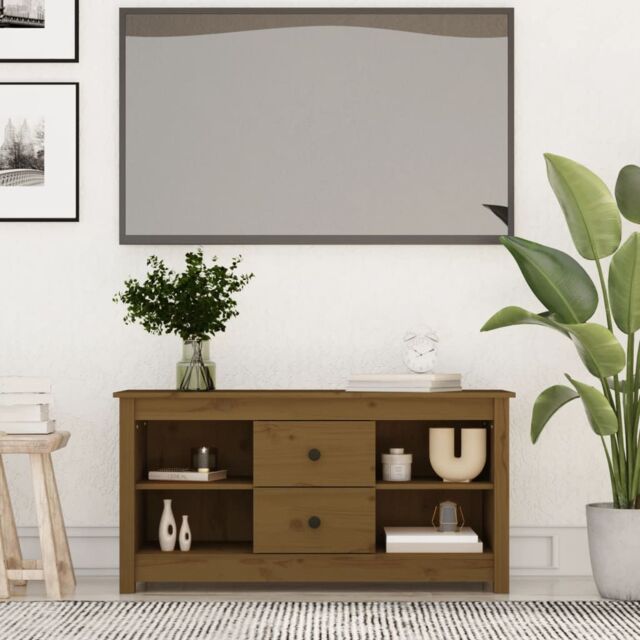 Berkfield Home TV Cabinet Honey Brown 103x36.5x52 cm Solid Wood Pine - image 1