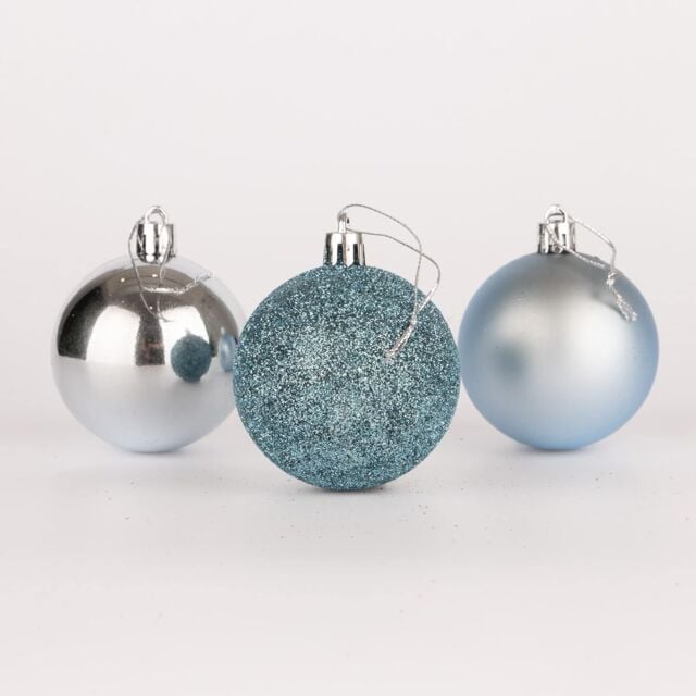 Shatchi 50mm/18Pcs Christmas Baubles Shatterproof Light Blue, Tree Decorations in Blue - image 1