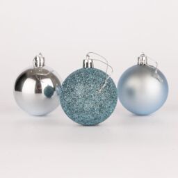 Shatchi 50mm/18Pcs Christmas Baubles Shatterproof Light Blue, Tree Decorations in Blue - thumbnail 1