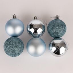 Shatchi 50mm/18Pcs Christmas Baubles Shatterproof Light Blue, Tree Decorations in Blue - thumbnail 3