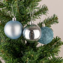 Shatchi 50mm/18Pcs Christmas Baubles Shatterproof Light Blue, Tree Decorations in Blue - thumbnail 2