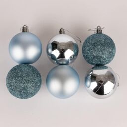 Shatchi 50mm/18Pcs Christmas Baubles Shatterproof Light Blue, Tree Decorations in Blue - thumbnail 4