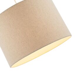 Happy Homewares Light Taupe Oatmeal Linen Fabric Drum Lamp Shade with Cotton Lining in Light Beige - Size: 12 inches - thumbnail 3