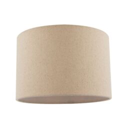 Happy Homewares Light Taupe Oatmeal Linen Fabric Drum Lamp Shade with Cotton Lining in Light Beige - Size: 12 inches