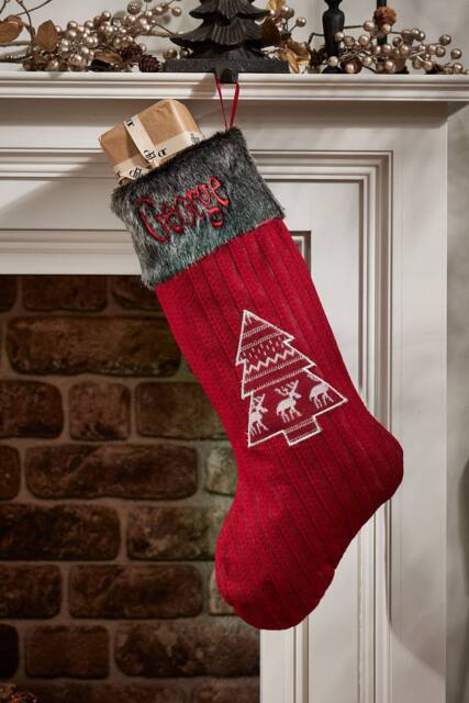 Dibor Luxury Red Nordic Tree Xmas Tree Christmas Gift Bag Christmas Stocking - Size: Medium - image 1