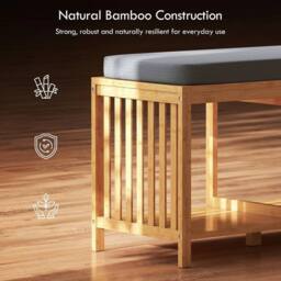 NESTLUNE Shoe Rack with Seat, Bamboo Storage Bench in Brown - Size: 100 cm x 15 cm - thumbnail 3