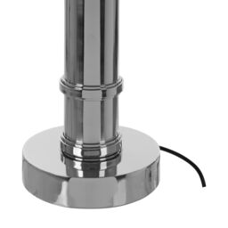Orsina Table Lamp With Wide Tubular Pillar Base, High Gloss Nickel Coating, Grey Fabric Tapered Shade in Silver - thumbnail 3