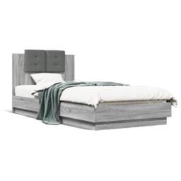 Berkfield Home Durable Bed Frame with LED without Mattress Grey Sonoma 100x200 cm - thumbnail 5