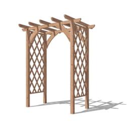 Dunster House Wooden Corner Pergola Arch with Trellis Lattice 1.8m x 1.4m Jasmine in Brown - thumbnail 1