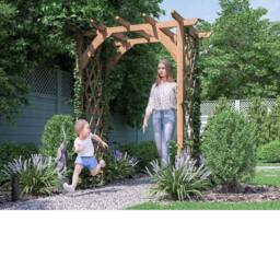 Dunster House Wooden Corner Pergola Arch with Trellis Lattice 1.8m x 1.4m Jasmine in Brown - thumbnail 2