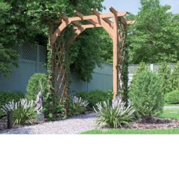 Dunster House Wooden Corner Pergola Arch with Trellis Lattice 1.8m x 1.4m Jasmine in Brown - thumbnail 3
