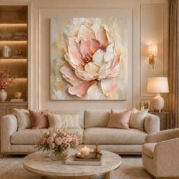 Mafett Ethereal Blossom Floral Canvas Wall Art Print in Pale Pink - Size: w40 inch x h40 inch - thumbnail 1