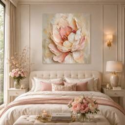 Mafett Ethereal Blossom Floral Canvas Wall Art Print in Pale Pink - Size: w40 inch x h40 inch - thumbnail 2
