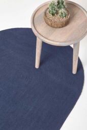 Homescapes Handmade Woven Braided Oval Rug in Navy - Size: 60 cm x 90 cm - thumbnail 1