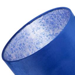 Happy Homewares Deep Sea Blue Velvet Drum Lamp Shade with Inner Floral Pattern Lining - Size: 10 inches - thumbnail 5