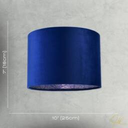 Happy Homewares Deep Sea Blue Velvet Drum Lamp Shade with Inner Floral Pattern Lining - Size: 10 inches - thumbnail 7