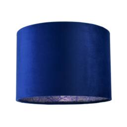 Happy Homewares Deep Sea Blue Velvet Drum Lamp Shade with Inner Floral Pattern Lining - Size: 10 inches