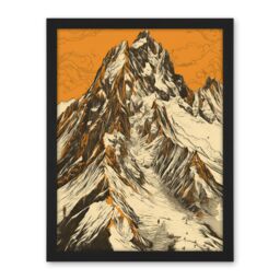 "Artery8 Wall Art Print K2 Mountain Peak Summit Climbers White & Orange Large Framed Wall Décor Art - Size: W18"" x H24""" - thumbnail 1