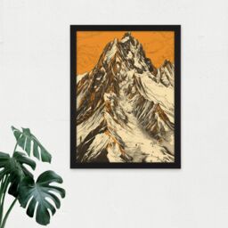 "Artery8 Wall Art Print K2 Mountain Peak Summit Climbers White & Orange Large Framed Wall Décor Art - Size: W18"" x H24""" - thumbnail 2