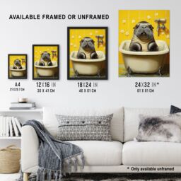 "Artery8 Cute Walrus Yellow Bathroom Bathtub Bath Time Wall Art Print - Size: W18"" x H24""" - thumbnail 3