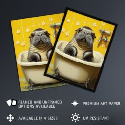 "Artery8 Cute Walrus Yellow Bathroom Bathtub Bath Time Wall Art Print - Size: W18"" x H24""" - thumbnail 2