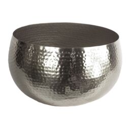 Leaf Large Planter Bowl 32 x 20cm Hammered Silver Colour Straight Edge - Size: 32 x 20 cm
