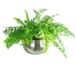 Leaf Large Planter Bowl 32 x 20cm Hammered Silver Colour Straight Edge - Size: 32 x 20 cm - thumbnail 4