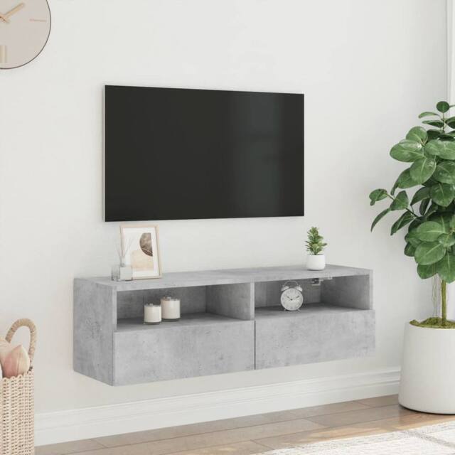 Berkfield Home TV Wall Cabinet Concrete Grey 100x30x30 cm Engineered Wood - Size: 100 x 30 x 30 cm - image 1