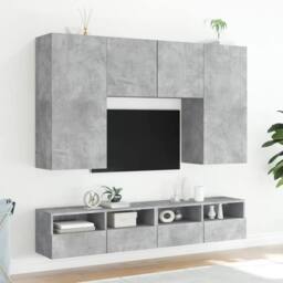 Berkfield Home TV Wall Cabinet Concrete Grey 100x30x30 cm Engineered Wood - Size: 100 x 30 x 30 cm - thumbnail 4