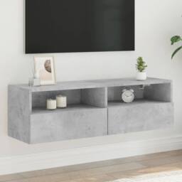 Berkfield Home TV Wall Cabinet Concrete Grey 100x30x30 cm Engineered Wood - Size: 100 x 30 x 30 cm - thumbnail 2