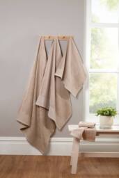 Rapport Home Eden Weave Pure Cotton Face, Hand, Bath Towel & Bath Sheet Set in Beige - thumbnail 2
