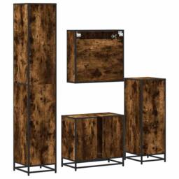 Berkfield Home 4¬†Piece Bathroom Furniture Set¬†Smoked Oak Engineered Wood in Brown - thumbnail 8