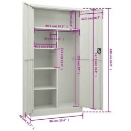 Berkfield Home Locker Cabinet Light Grey 90x40x180 cm Steel - Size: 90 x 40 x 180 cm - thumbnail 8