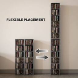 HOMCOM Set of 2 CD Storage Units DVD Shelf with Adjustable Shelves in Grey - thumbnail 6