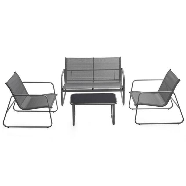 Nordara grey 4 Piece Outdoor Garden Set Bistro Table Chair Patio Sofa - image 1