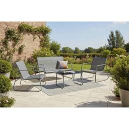 Nordara grey 4 Piece Outdoor Garden Set Bistro Table Chair Patio Sofa - thumbnail 2