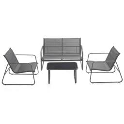 Nordara grey 4 Piece Outdoor Garden Set Bistro Table Chair Patio Sofa - thumbnail 1