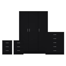 Home Discount Vida Designs 4Pc Bedroom Set 2x3Drawer Bedside, 5Drawer, 3 Dr Wardrobe in Black - thumbnail 8