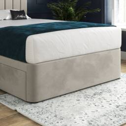 Casani Leyburn Upholstered Beige Soft Velvet Designer Bed Frame in Cream - Size: King - thumbnail 7