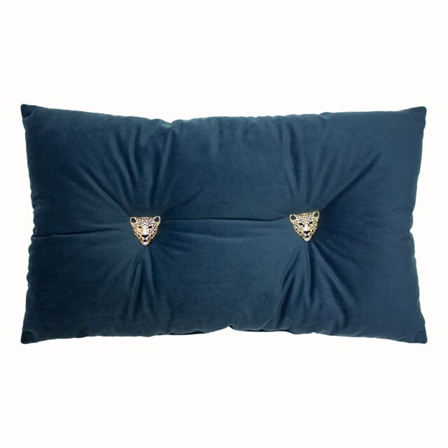 Paoletti Panther Velvet Ready Filled Cushion in Navy - Size: 30 cm x 50 cm - image 1