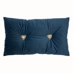 Paoletti Panther Velvet Ready Filled Cushion in Navy - Size: 30 cm x 50 cm - thumbnail 1