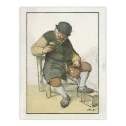 "Artery8 Cornelis Ploos van Amstel Seated Farmer with Jug Wall Art Print - Size: W12"" x H16""" - thumbnail 1