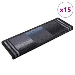 Berkfield Home Stair Mats Self-adhesive 15 pcs 65x21x4 cm Black & Grey - Size: Medium - thumbnail 2