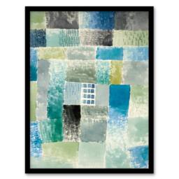 Artery8 Klee Framed Wall Art First House in a Settlement Abstract Painting in Blue - Size: A3 - thumbnail 1