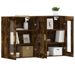 Berkfield Home Wall Mounted Cabinets 2 pcs Smoked Oak Engineered Wood in Brown - thumbnail 4