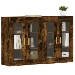 Berkfield Home Wall Mounted Cabinets 2 pcs Smoked Oak Engineered Wood in Brown - thumbnail 1
